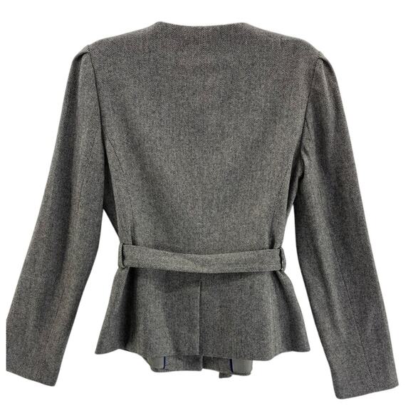 Banana Republic Womens Jacket Black White Herringbone Buttons Belted Stretch 10 - Picture 2 of 12